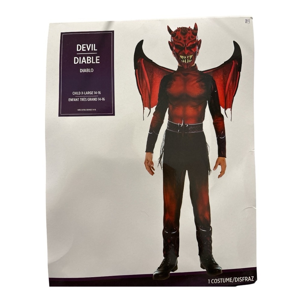 NWT Devil Halloween Child Costume XL 14-16 Monster Horned Demon Scary Horror